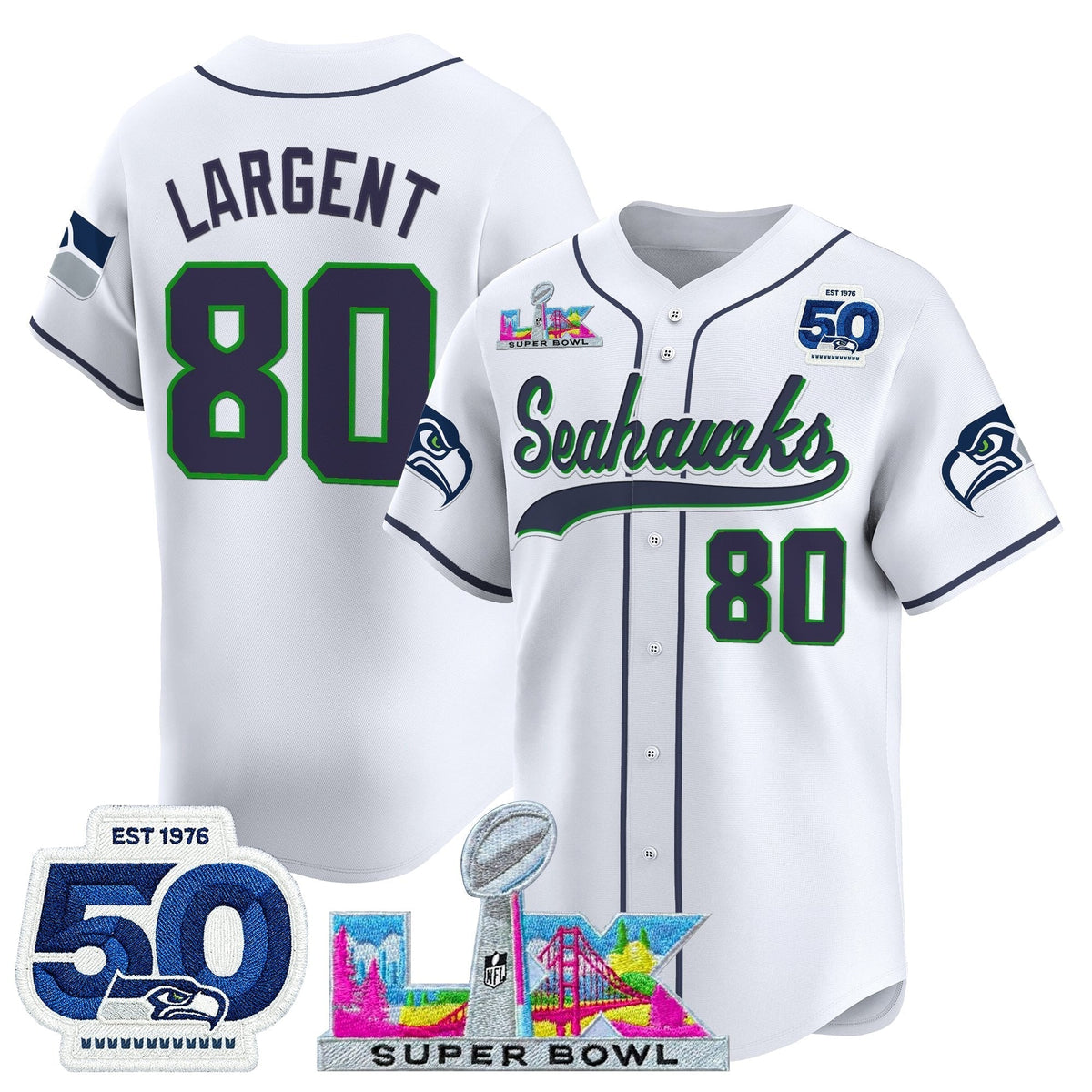 Men's Seattle Seahawks Super Bowl LX Vapor Baseball Jersey - All Stitched
