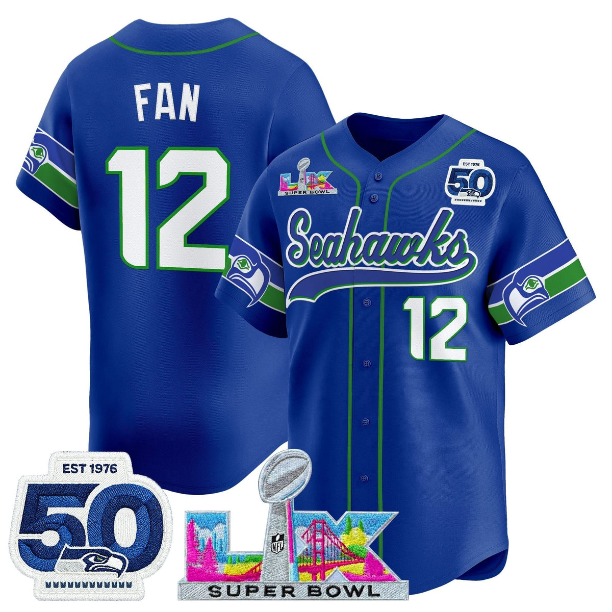 Men's Seattle Seahawks Super Bowl LX Vapor Baseball Jersey - All Stitched