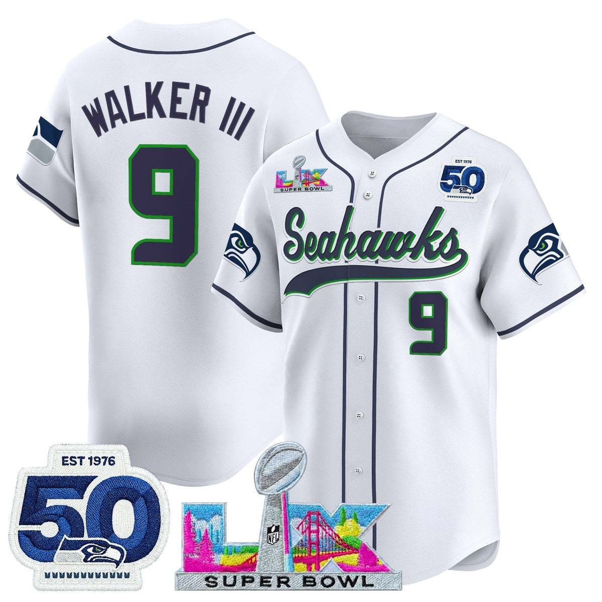 Men's Seattle Seahawks Super Bowl LX Vapor Baseball Jersey - All Stitched