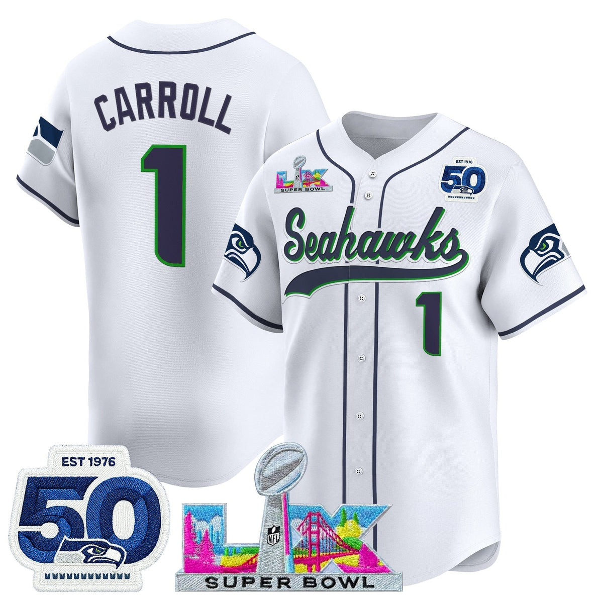 Men's Seattle Seahawks Super Bowl LX Vapor Baseball Jersey - All Stitched