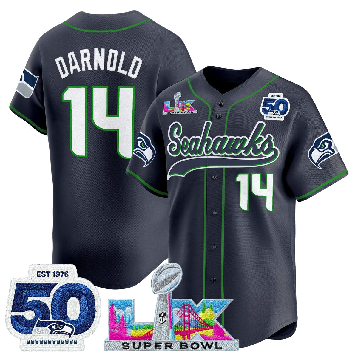 Men's Seattle Seahawks Super Bowl LX Vapor Baseball Jersey - All Stitched