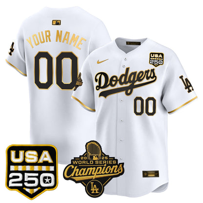 Dodgers 2025 World Series Champions & 250America Patch Vapor Premier Limited Custom Jersey - All Stitched