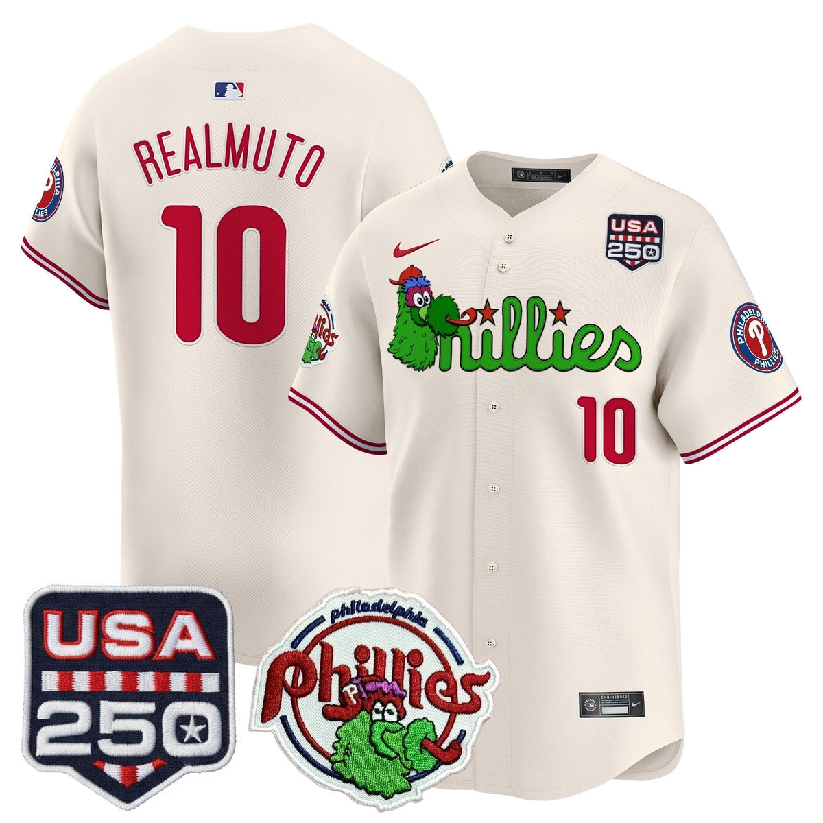Men's Philadelphia Phillies Phanatic & 250America Patch Vapor Premier Limited Jersey - All Stitched
