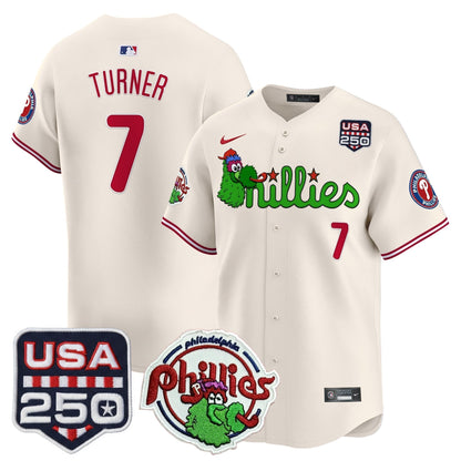Men's Philadelphia Phillies Phanatic & 250America Patch Vapor Premier Limited Jersey - All Stitched