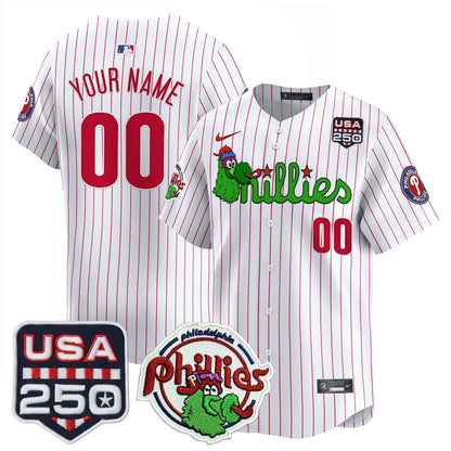 Philadelphia Phillies Phanatic & 250America Patch Vapor Premier Limited Custom Jersey - All Stitched