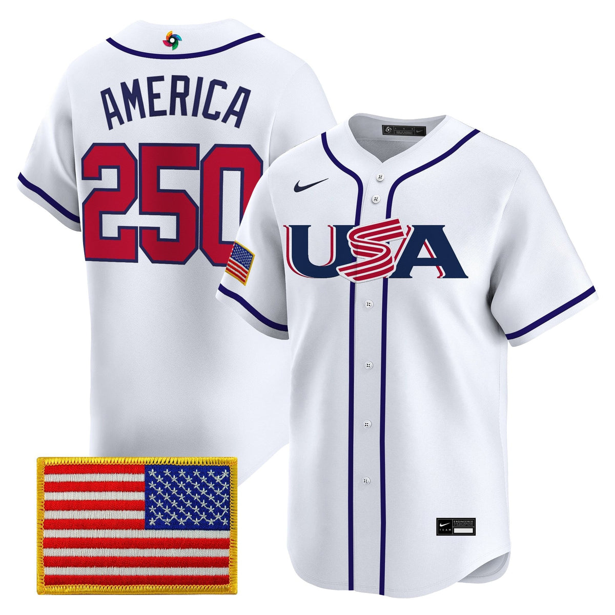 Men's Team USA World Baseball Classic Vapor Premier Jersey - 2026 Roster - All Stitched