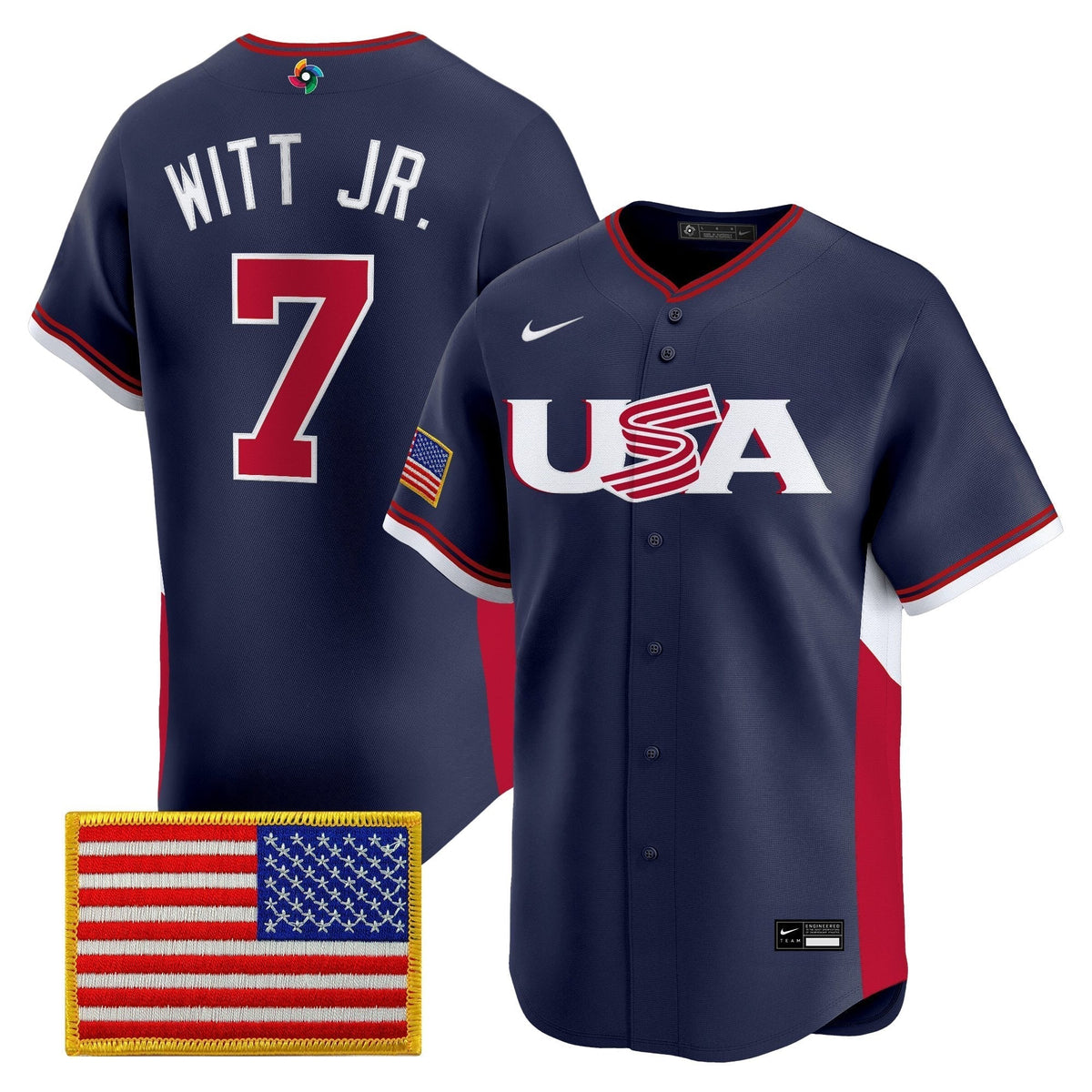 Men's Team USA World Baseball Classic Vapor Premier Jersey - 2026 Roster - All Stitched