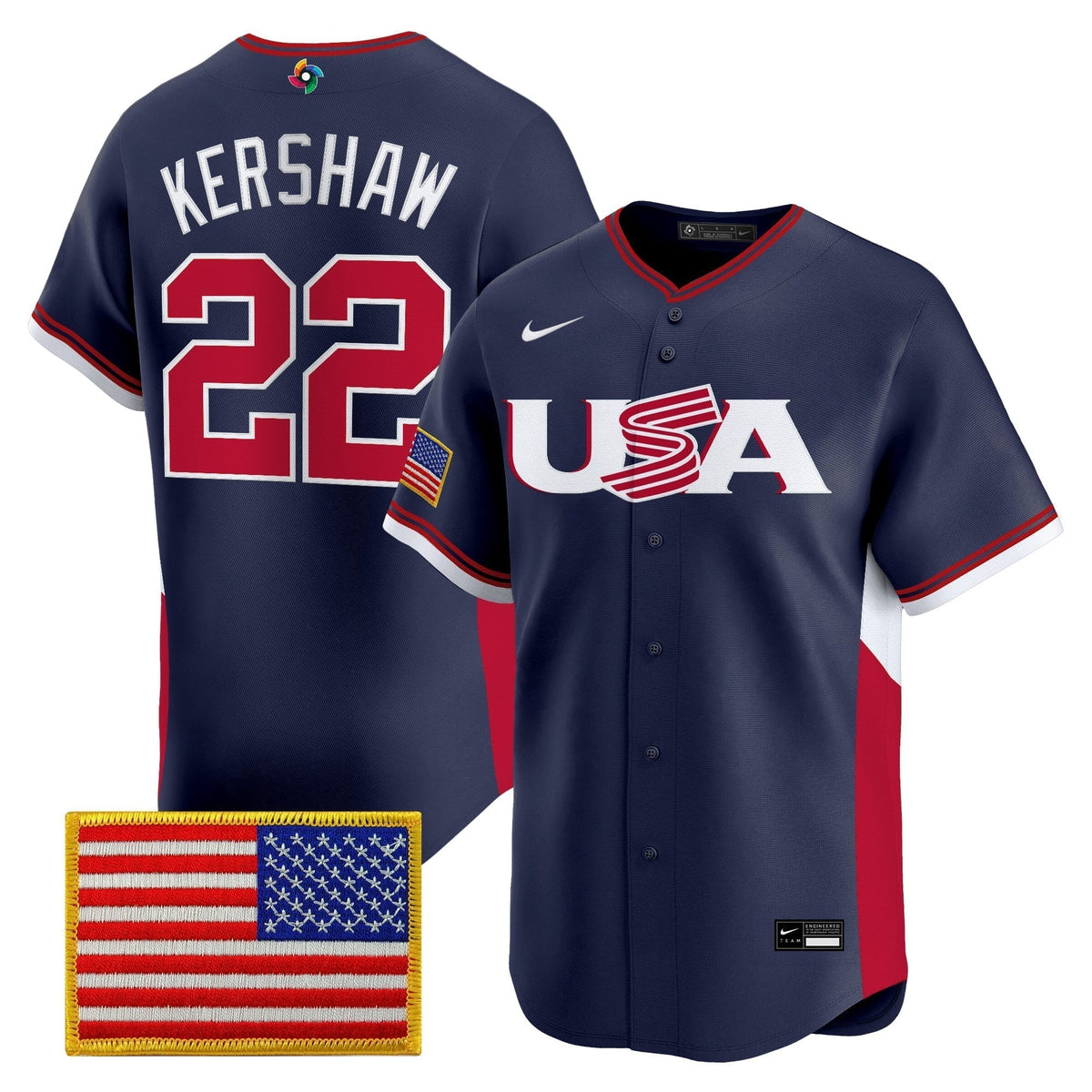 Men's Team USA World Baseball Classic Vapor Premier Jersey - 2026 Roster - All Stitched