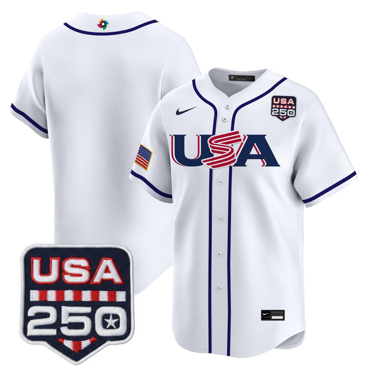 Men's Team USA World Baseball Classic 250America Patch Vapor Premier Jersey - 2026 Roster - All Stitched