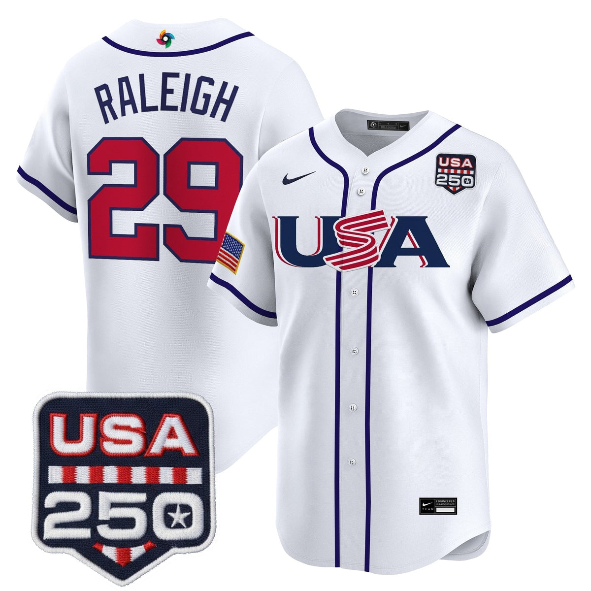 Men's Team USA World Baseball Classic 250America Patch Vapor Premier Jersey - 2026 Roster - All Stitched