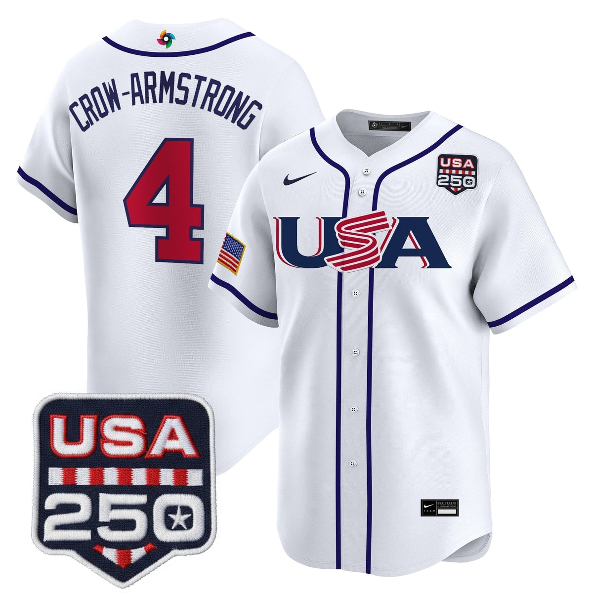 Men's Team USA World Baseball Classic 250America Patch Vapor Premier Jersey - 2026 Roster - All Stitched