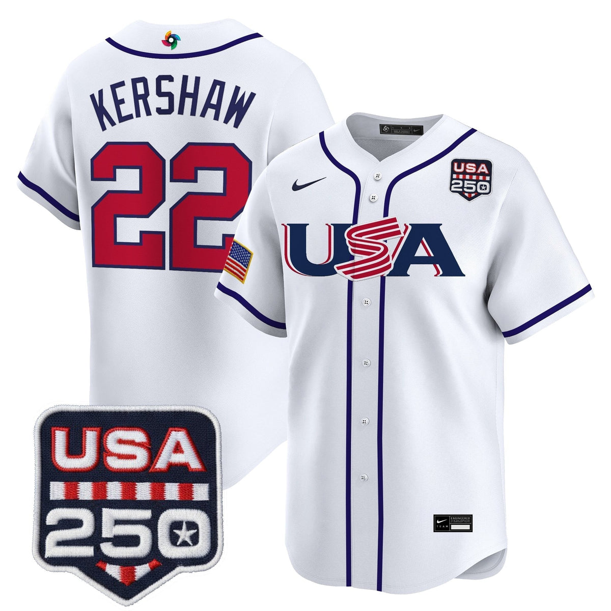 Men's Team USA World Baseball Classic 250America Patch Vapor Premier Jersey - 2026 Roster - All Stitched