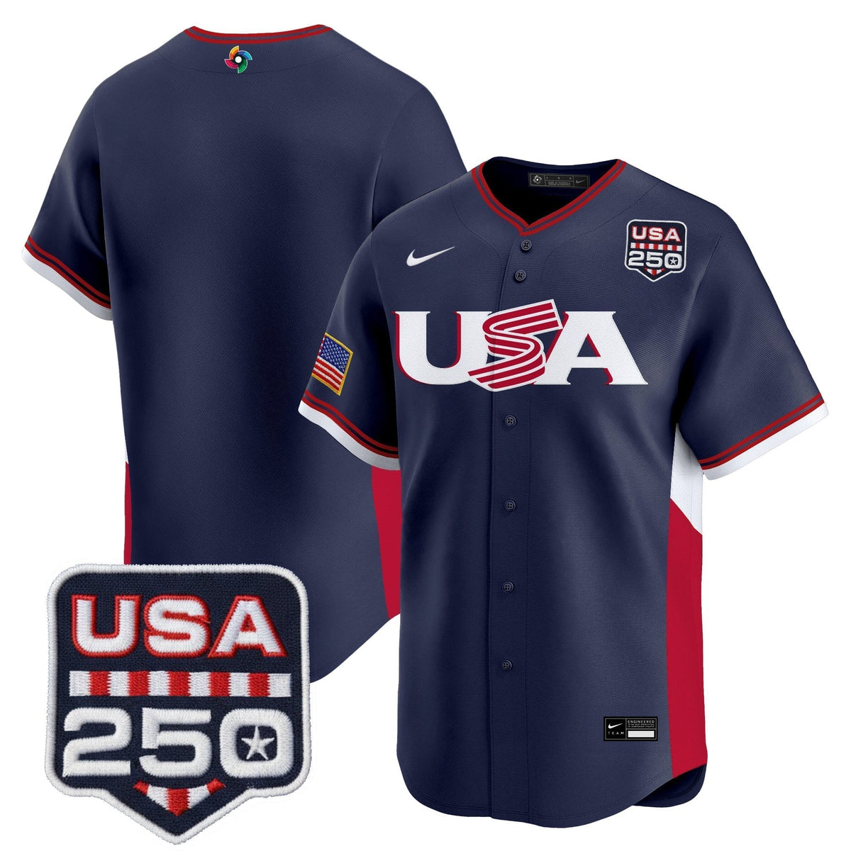 Men's Team USA World Baseball Classic 250America Patch Vapor Premier Jersey - 2026 Roster - All Stitched
