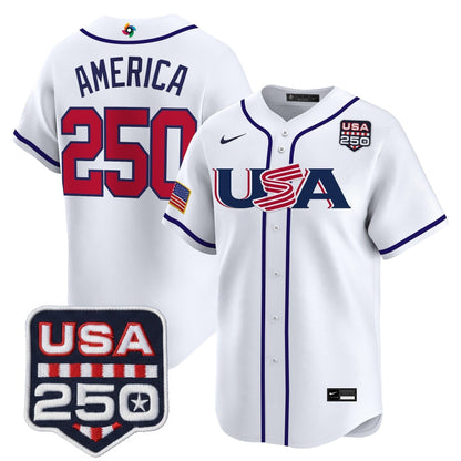 Men's Team USA World Baseball Classic 250America Patch Vapor Premier Jersey - 2026 Roster - All Stitched