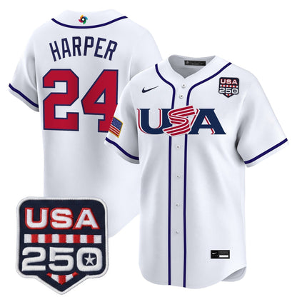 Men's Team USA World Baseball Classic 250America Patch Vapor Premier Jersey - 2026 Roster - All Stitched