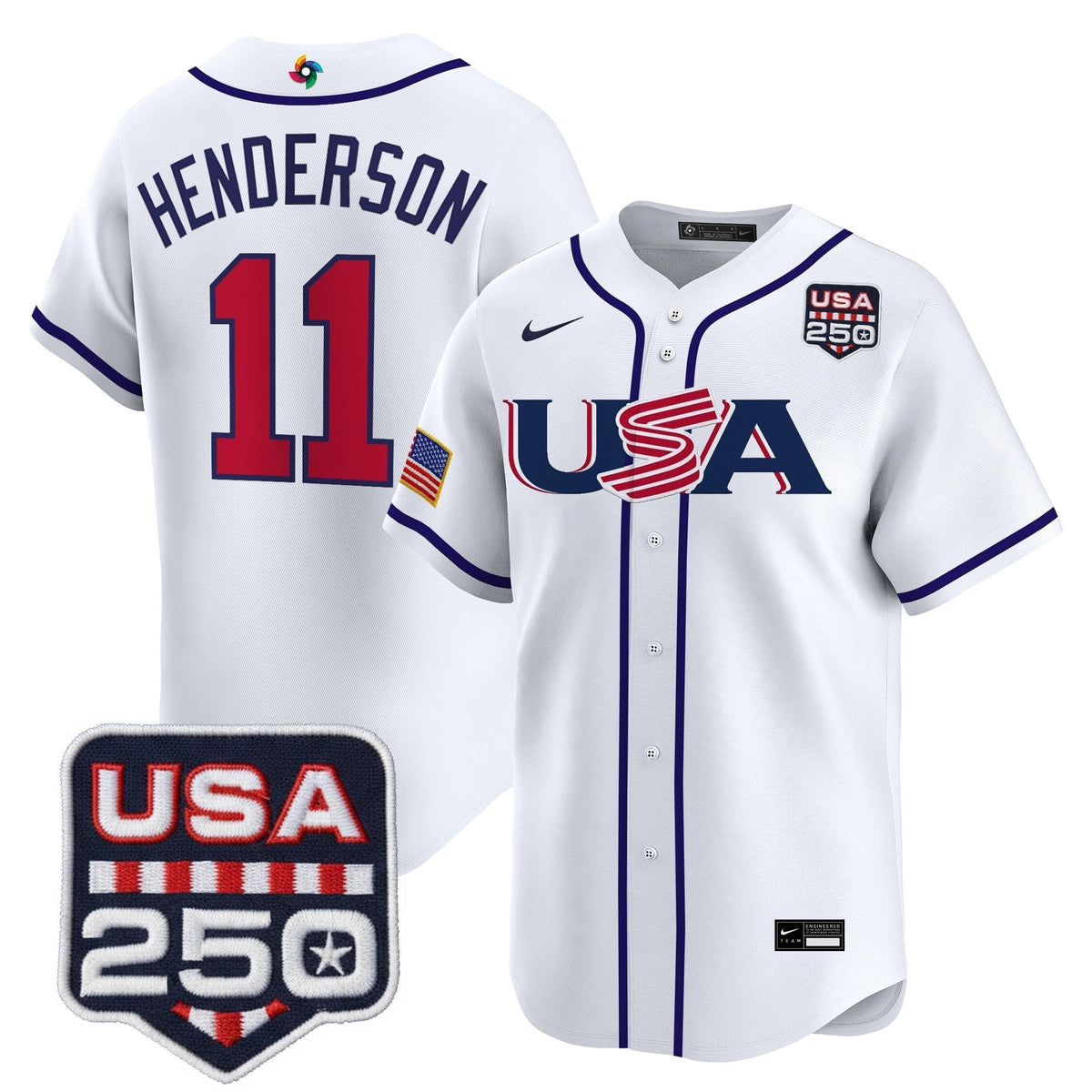 Men's Team USA World Baseball Classic 250America Patch Vapor Premier Jersey - 2026 Roster - All Stitched