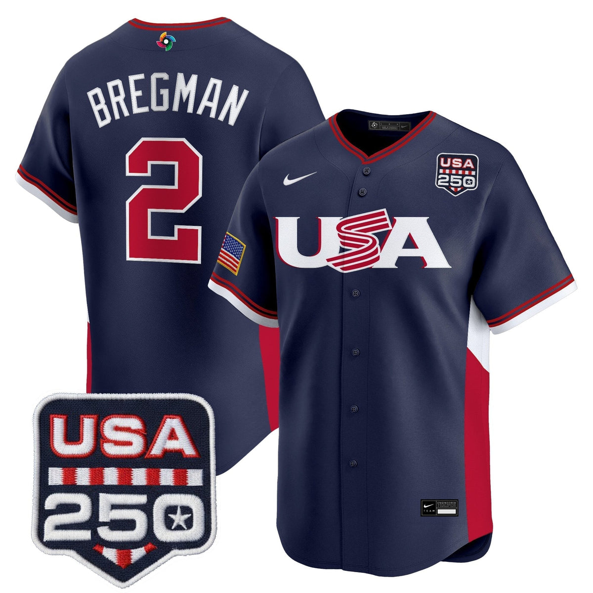 Men's Team USA World Baseball Classic 250America Patch Vapor Premier Jersey - 2026 Roster - All Stitched