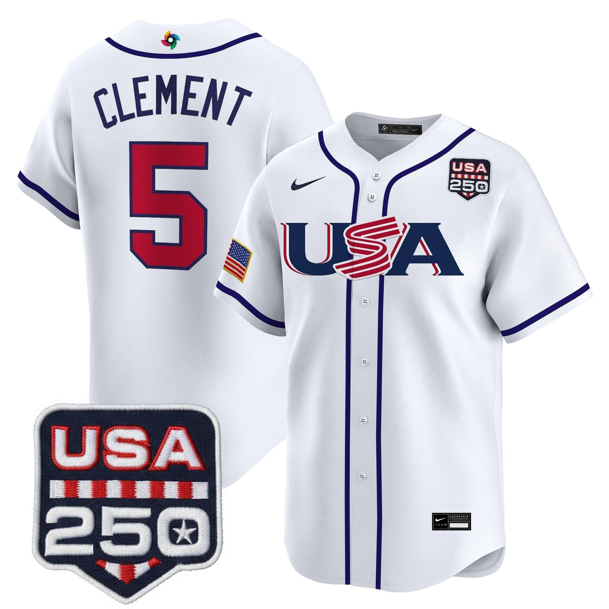 Men's Team USA World Baseball Classic 250America Patch Vapor Premier Jersey - 2026 Roster - All Stitched