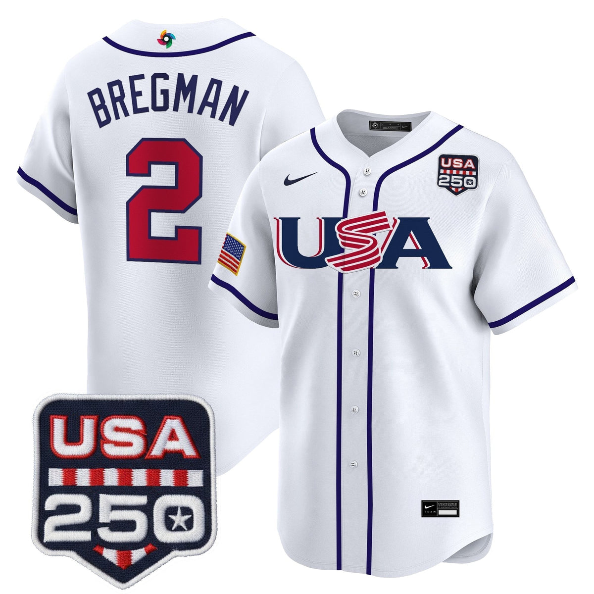 Men's Team USA World Baseball Classic 250America Patch Vapor Premier Jersey - 2026 Roster - All Stitched
