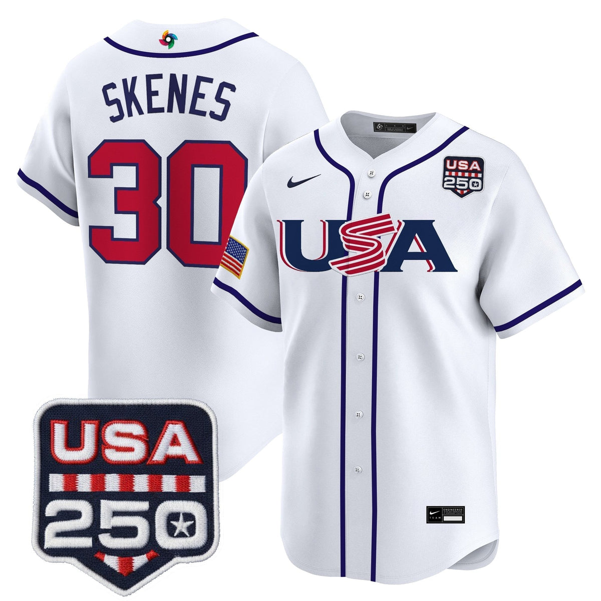 Men's Team USA World Baseball Classic 250America Patch Vapor Premier Jersey - 2026 Roster - All Stitched