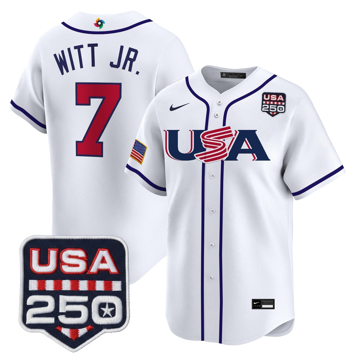 Men's Team USA World Baseball Classic 250America Patch Vapor Premier Jersey - 2026 Roster - All Stitched