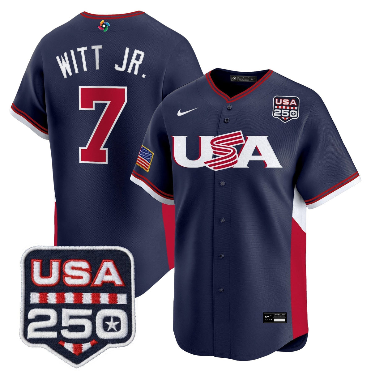 Men's Team USA World Baseball Classic 250America Patch Vapor Premier Jersey - 2026 Roster - All Stitched
