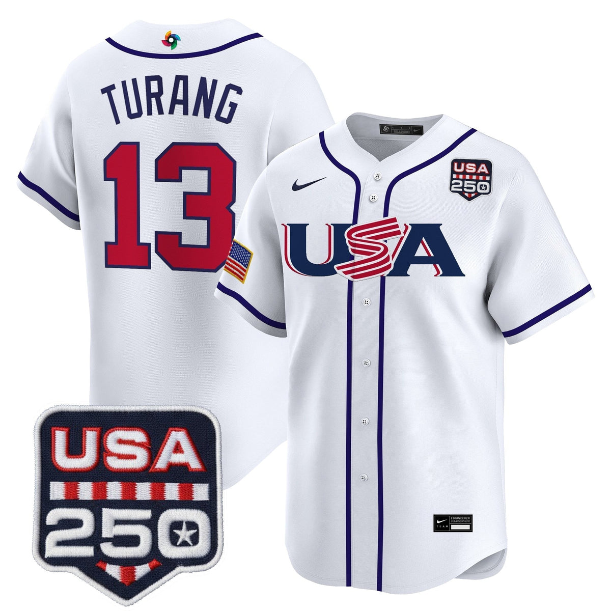 Men's Team USA World Baseball Classic 250America Patch Vapor Premier Jersey - 2026 Roster - All Stitched
