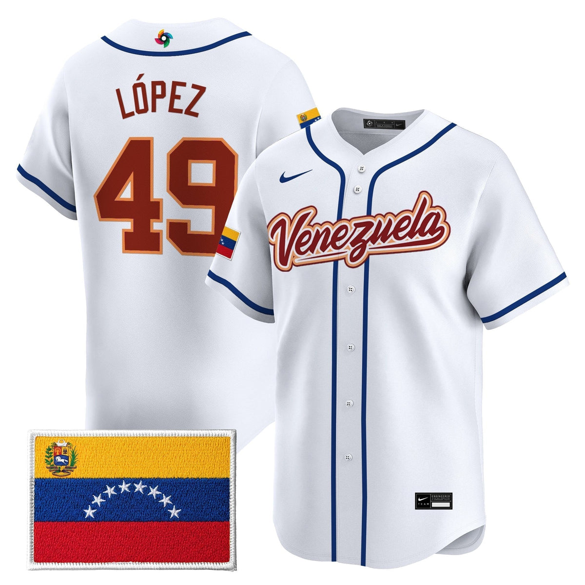 Men's Team Venezuela World Baseball Classic Vapor Premier Jersey - 2026 Roster - All Stitched