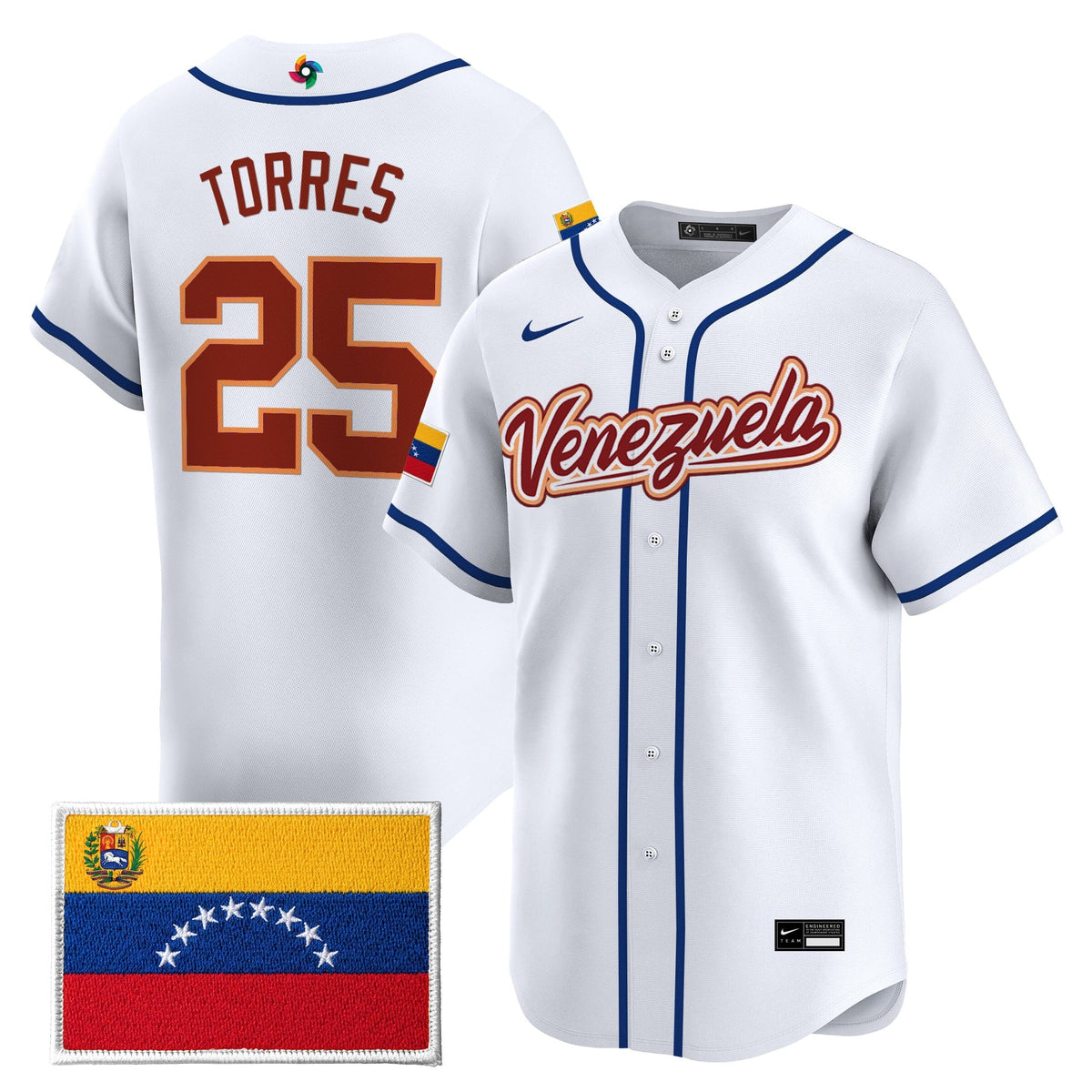 Men's Team Venezuela World Baseball Classic Vapor Premier Jersey - 2026 Roster - All Stitched