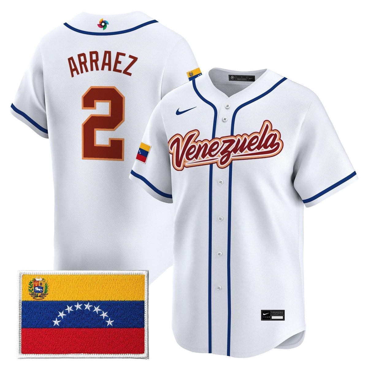 Men's Team Venezuela World Baseball Classic Vapor Premier Jersey - 2026 Roster - All Stitched