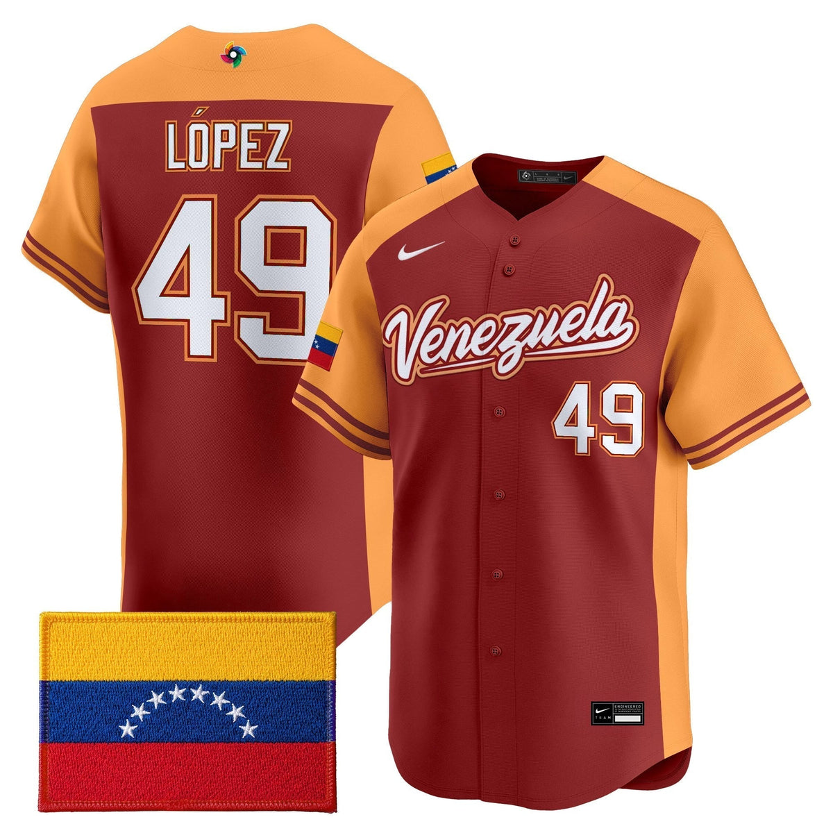 Men's Team Venezuela World Baseball Classic Vapor Premier Jersey - 2026 Roster - All Stitched