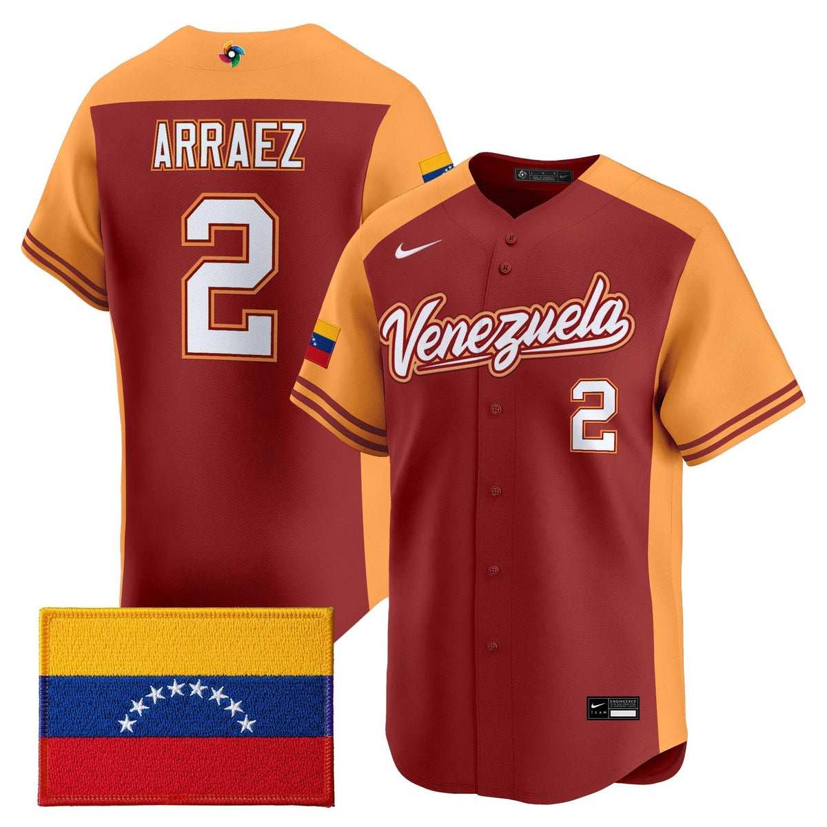 Men's Team Venezuela World Baseball Classic Vapor Premier Jersey - 2026 Roster - All Stitched