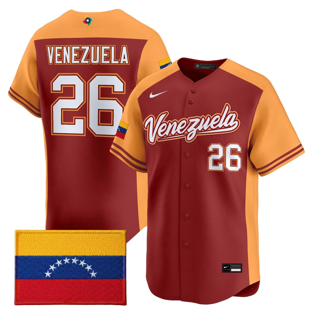 Men's Team Venezuela World Baseball Classic Vapor Premier Jersey - 2026 Roster - All Stitched