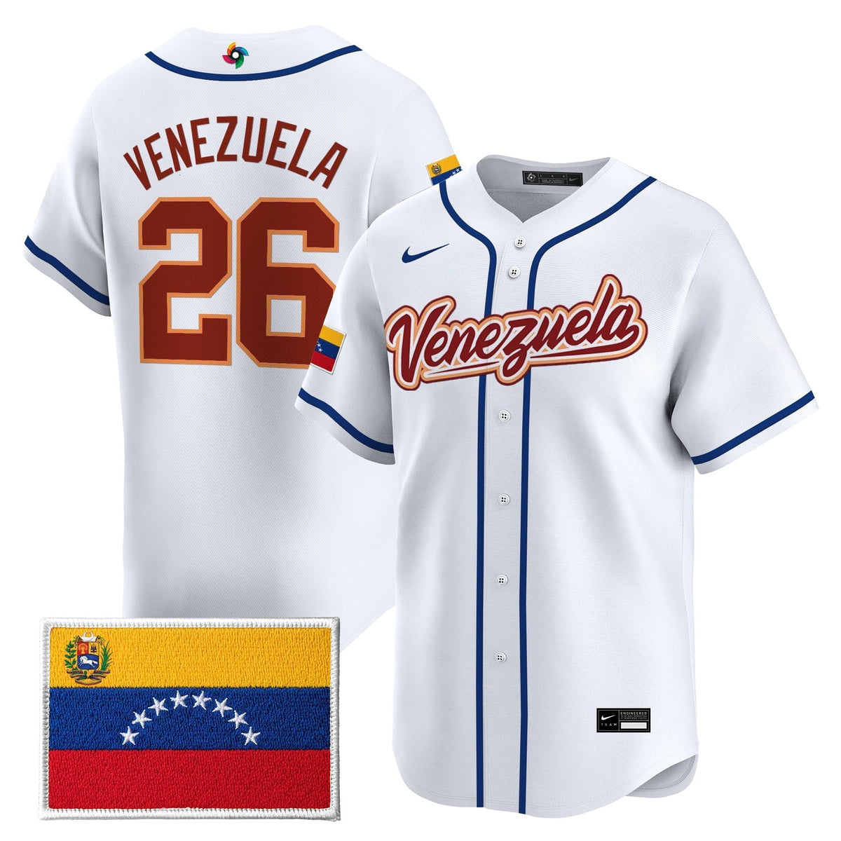 Men's Team Venezuela World Baseball Classic Vapor Premier Jersey - 2026 Roster - All Stitched