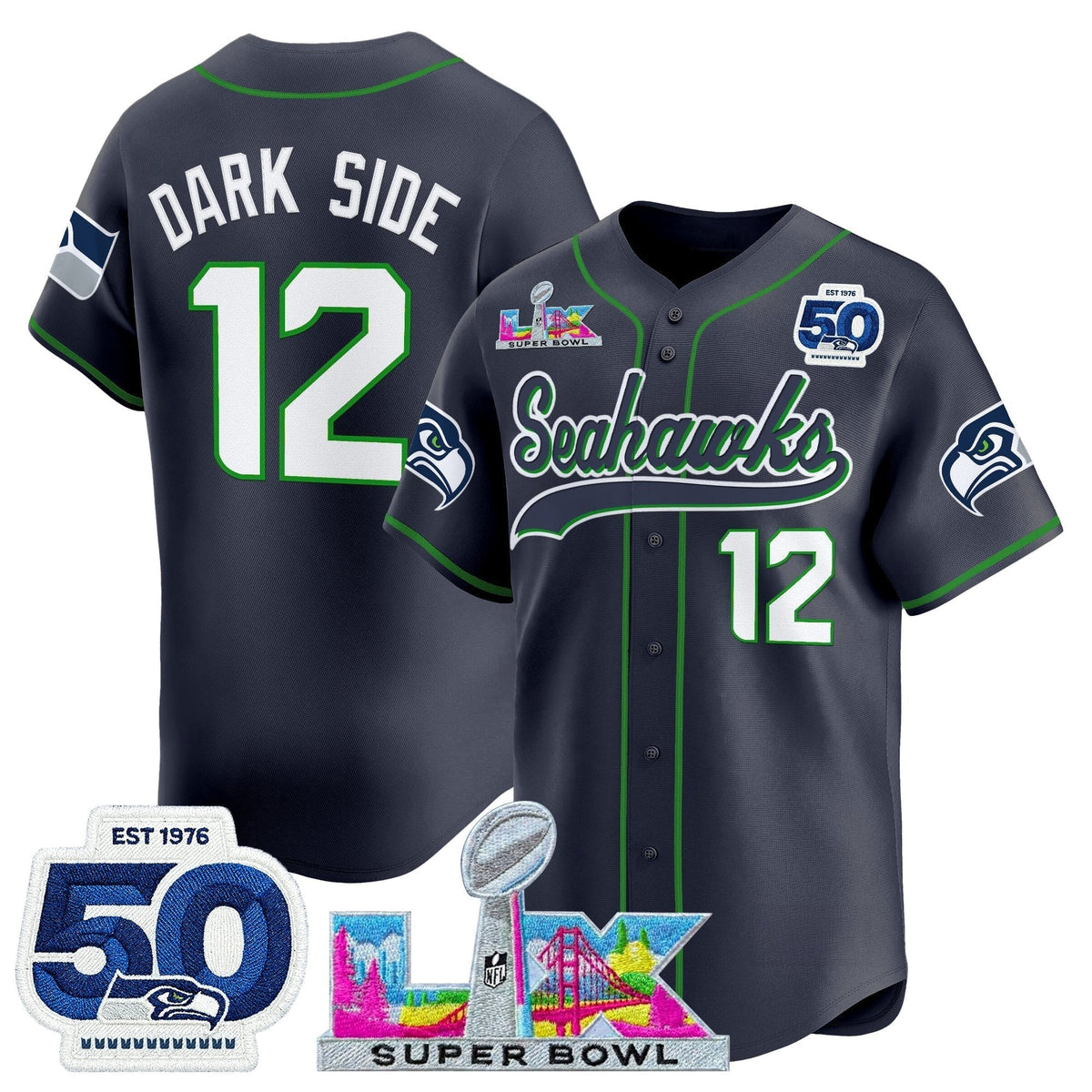 Men's Seattle Seahawks Super Bowl LX Vapor Baseball Jersey - All Stitched