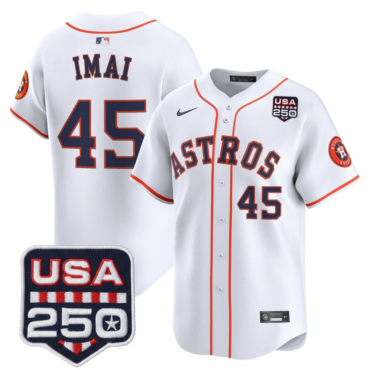 Men’s Houston Astros 250America Patch Vapor Premier Limited Jersey - All Stitched