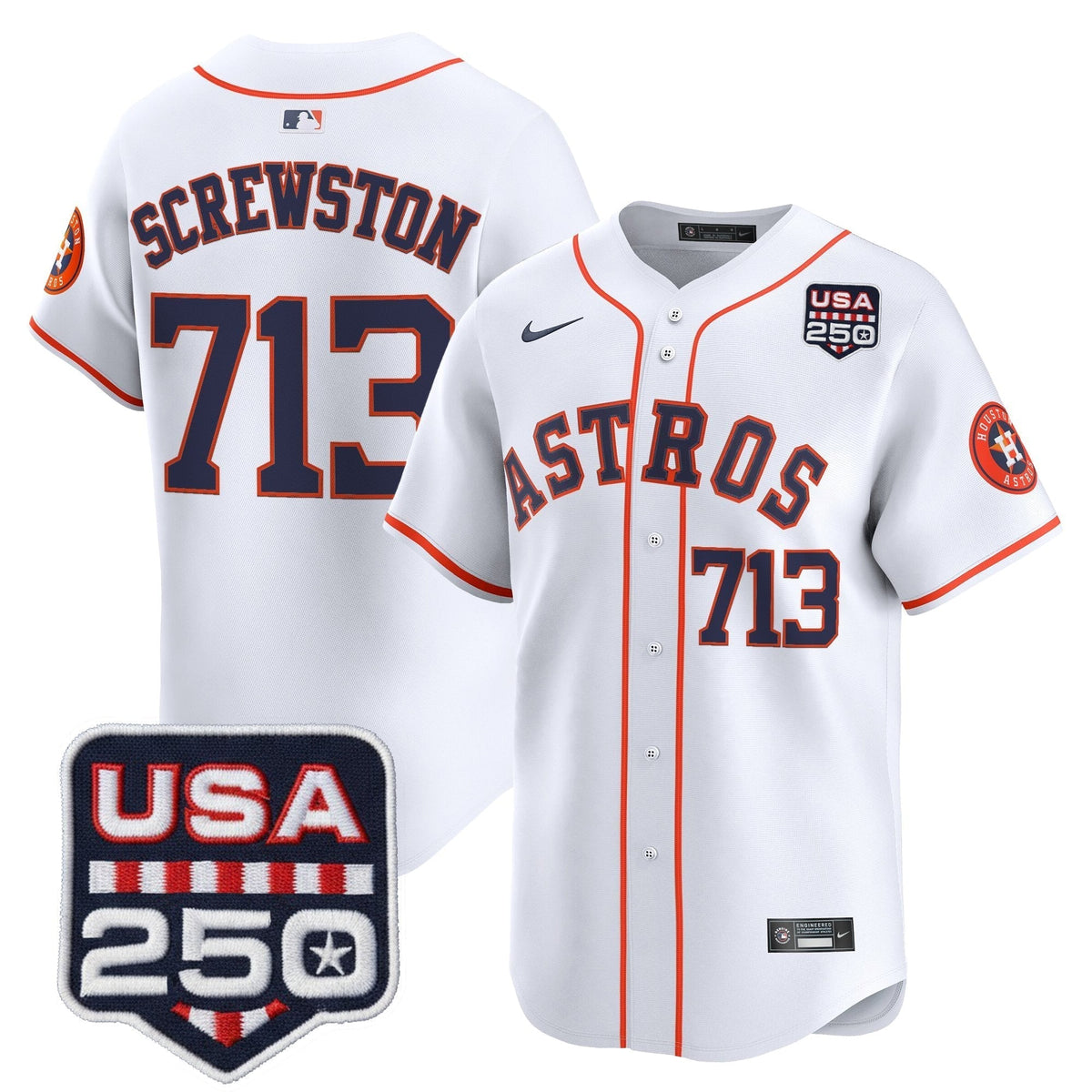 Men’s Houston Astros 250America Patch Vapor Premier Limited Jersey - All Stitched