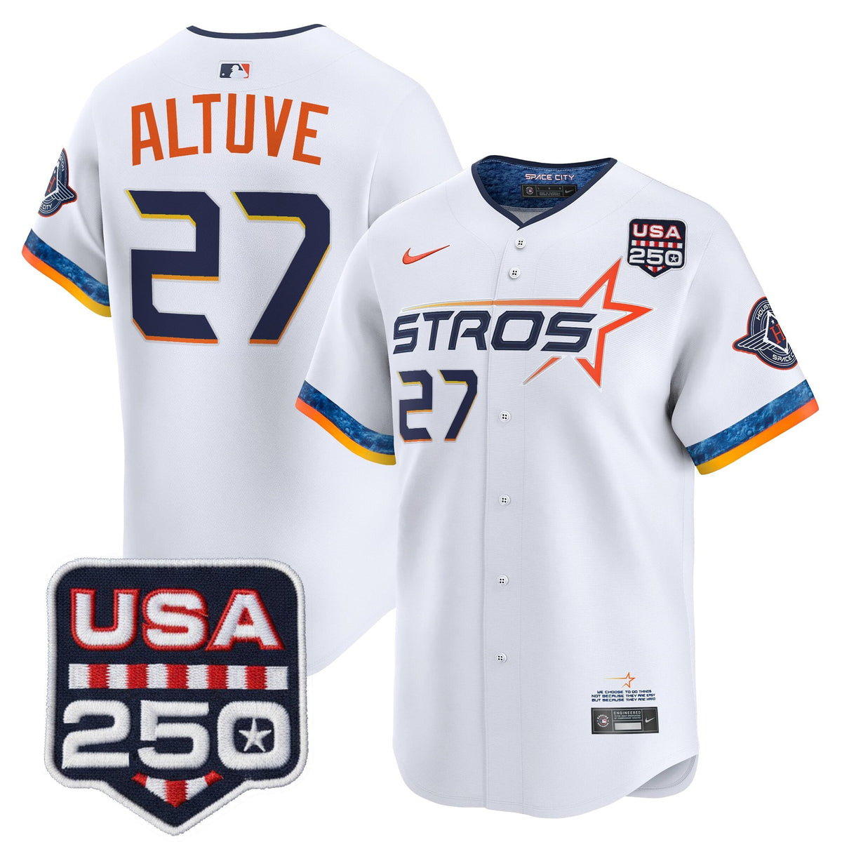 Men’s Houston Astros 250America Patch Vapor Premier Limited Jersey - All Stitched