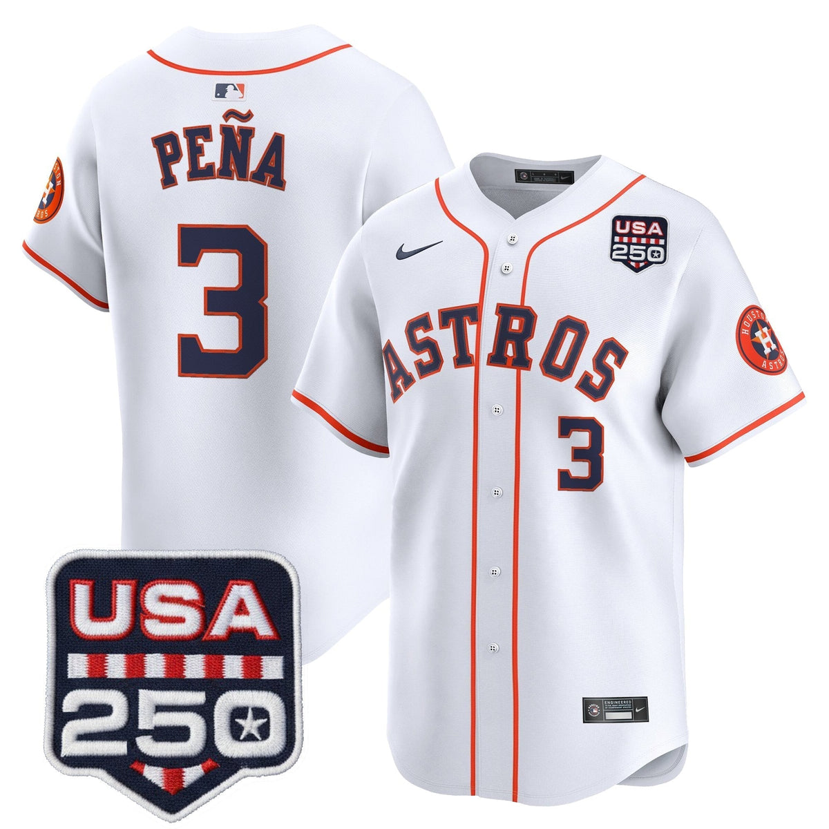 Men’s Houston Astros 250America Patch Vapor Premier Limited Jersey - All Stitched