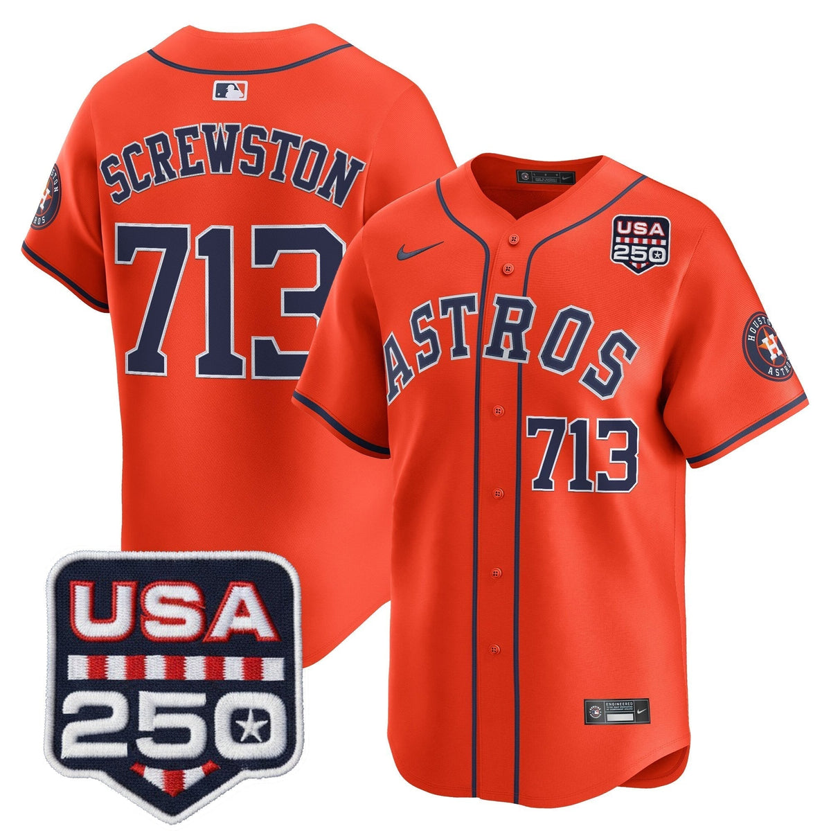 Men’s Houston Astros 250America Patch Vapor Premier Limited Jersey - All Stitched
