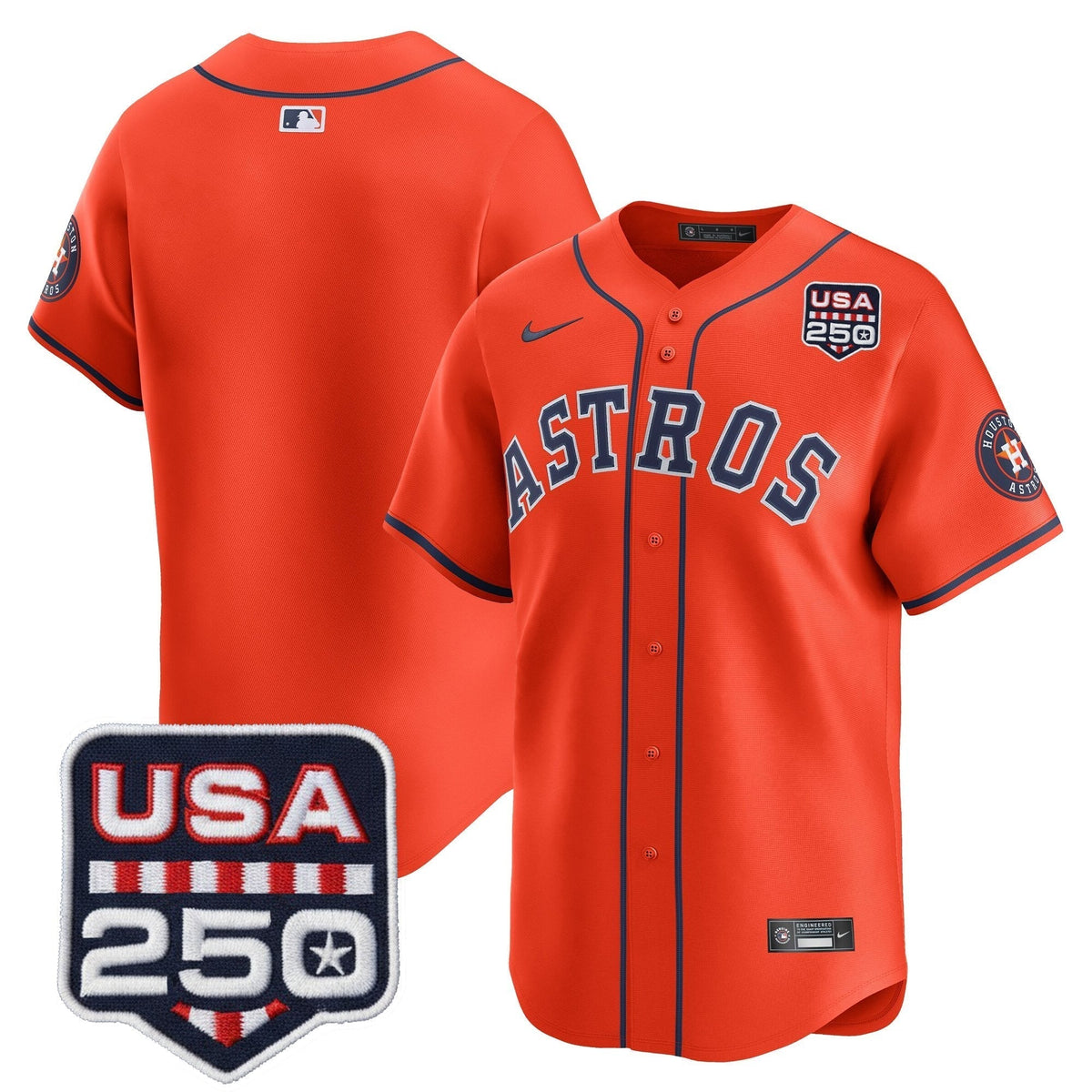 Men’s Houston Astros 250America Patch Vapor Premier Limited Jersey - All Stitched