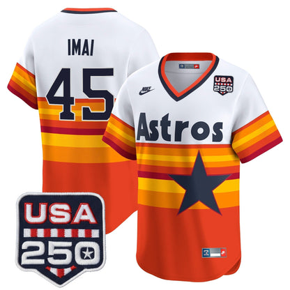 Men’s Houston Astros 250America Patch Vapor Premier Limited Jersey - All Stitched