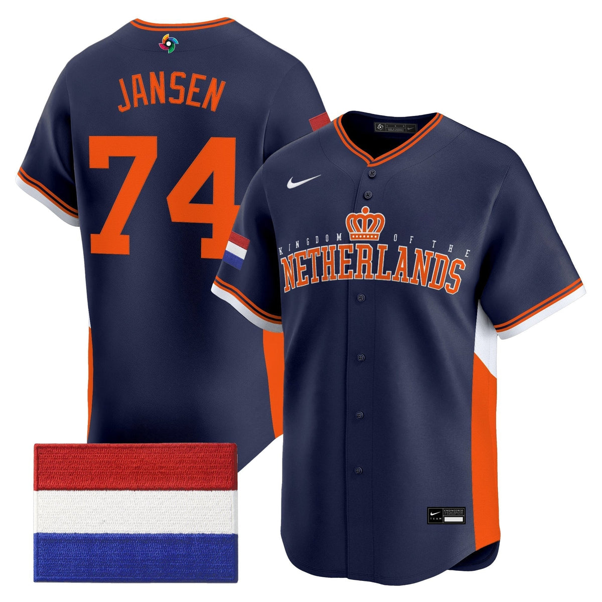 Men's Team Netherlands 2026 World Baseball Classic Vapor Premier Jersey - All Stitched