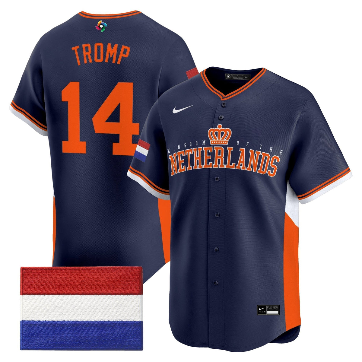 Men's Team Netherlands 2026 World Baseball Classic Vapor Premier Jersey - All Stitched