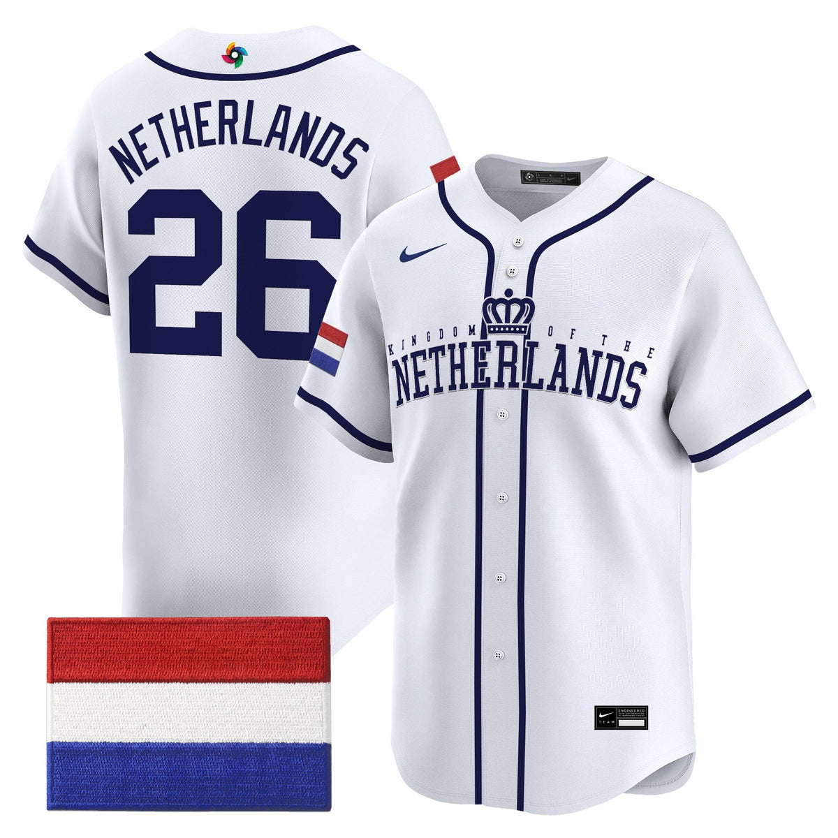 Men's Team Netherlands 2026 World Baseball Classic Vapor Premier Jersey - All Stitched