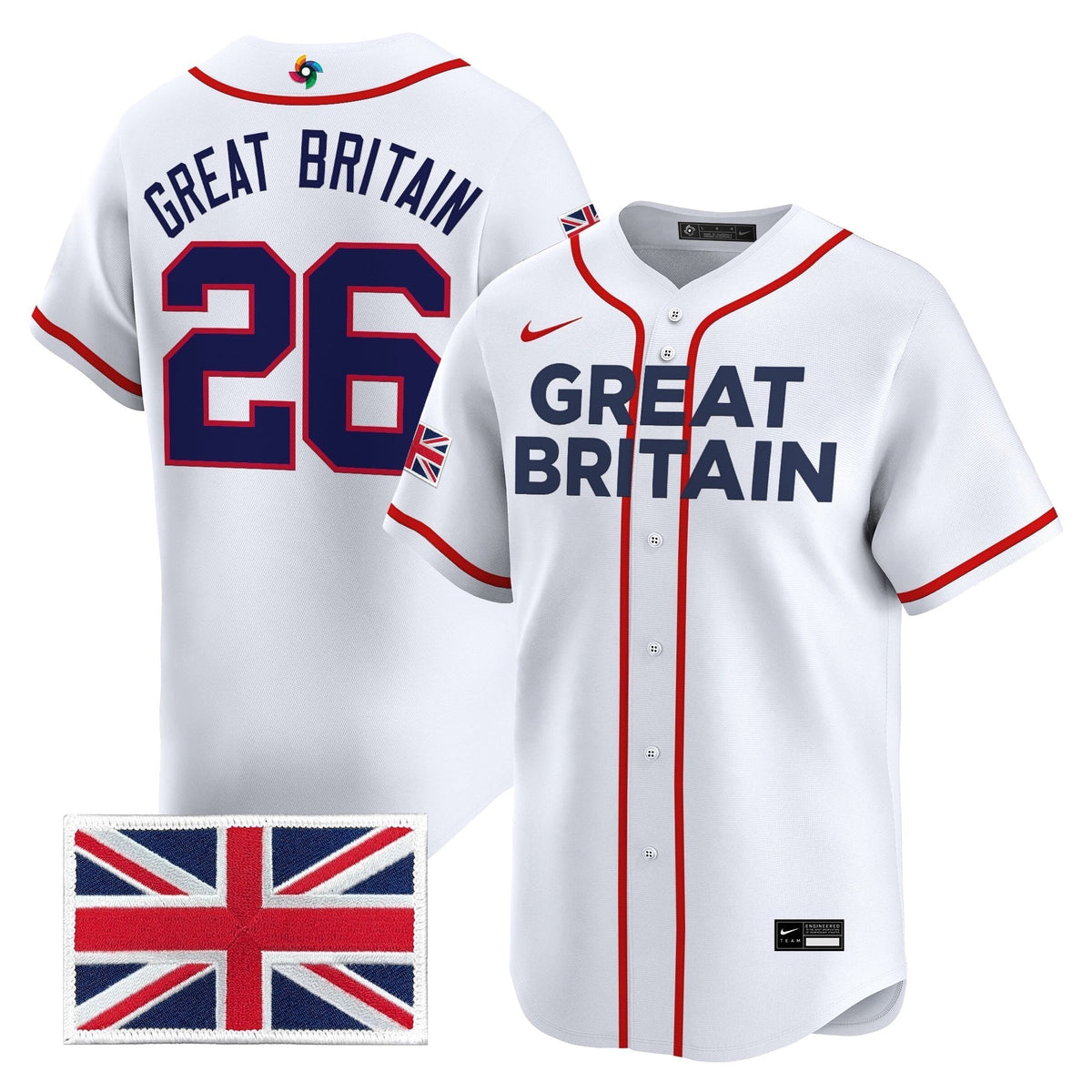Men's Team Great Britain 2026 World Baseball Classic Vapor Premier Jersey - All Stitched