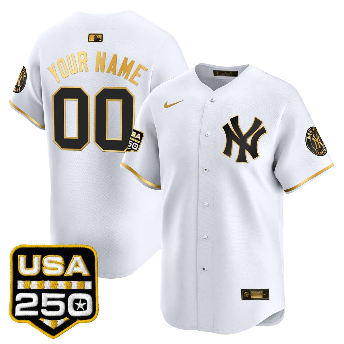 New York Yankees 250America Patch Vapor Premier Limited Custom Jersey - All Stitched