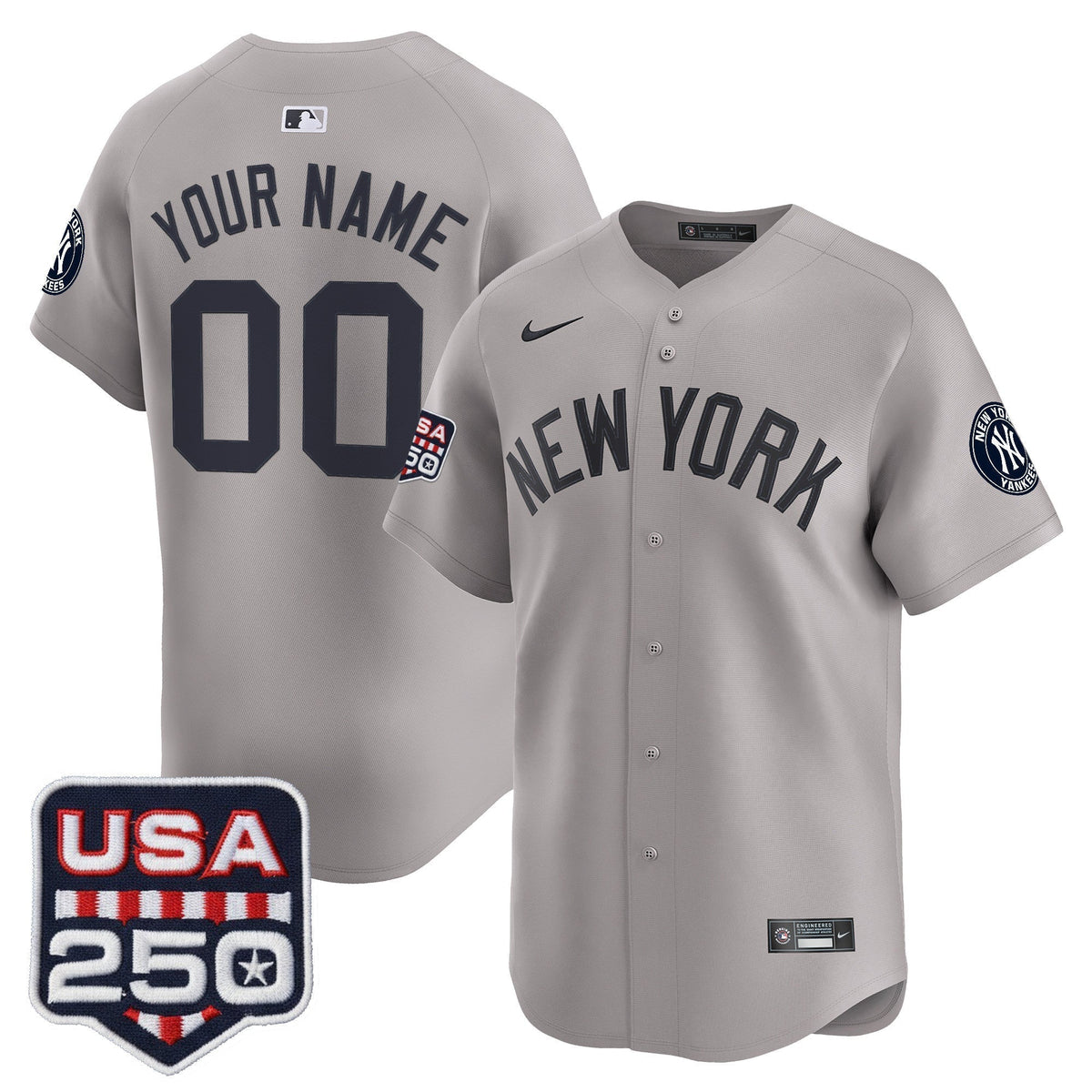 New York Yankees 250America Patch Vapor Premier Limited Custom Jersey - All Stitched