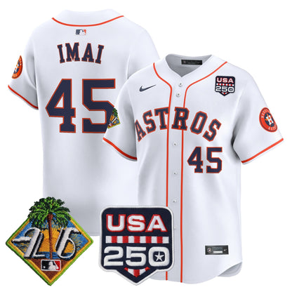 Men's Houston Astros 2026 Spring Training & 250America Patch Vapor Premier Limited Jersey - All Stitched