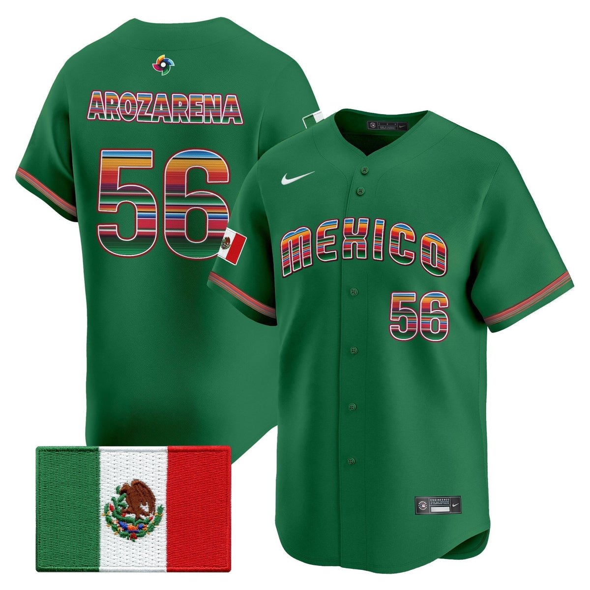 Men's Team Mexico World Baseball Classic "Serape Edition" Vapor Premier Jersey - 2026 Roster - All Stitched